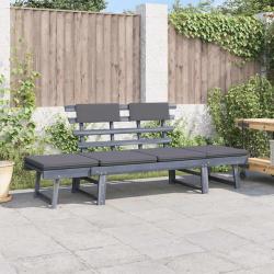 Banc de avec coussins 2-en-1 190 cm Gris Bois d'acacia