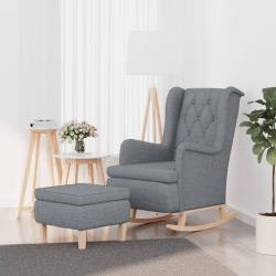 Fauteuil avec pieds &agrave; bascule et tabouret Gris clair Tissu