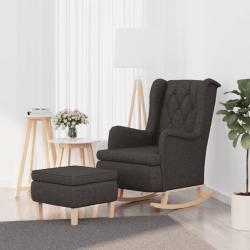 Fauteuil avec pieds &agrave; bascule et tabouret Gris fonc&eacute; Tissu