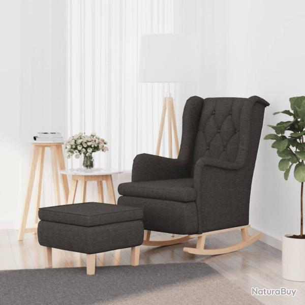 Fauteuil avec pieds � bascule et tabouret Gris fonc� Tissu
