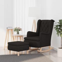 Fauteuil avec pieds &agrave; bascule et tabouret Noir Tissu