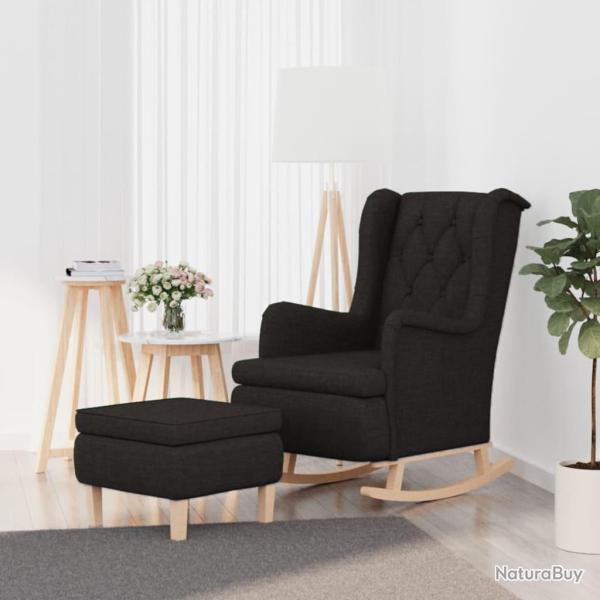 Fauteuil avec pieds � bascule et tabouret Noir Tissu