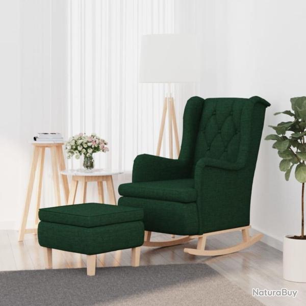 Fauteuil avec pieds � bascule et tabouret Vert fonc� Tissu