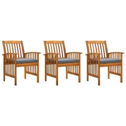 Chaises &agrave; manger de lot de 3 et coussins Bois d'acacia