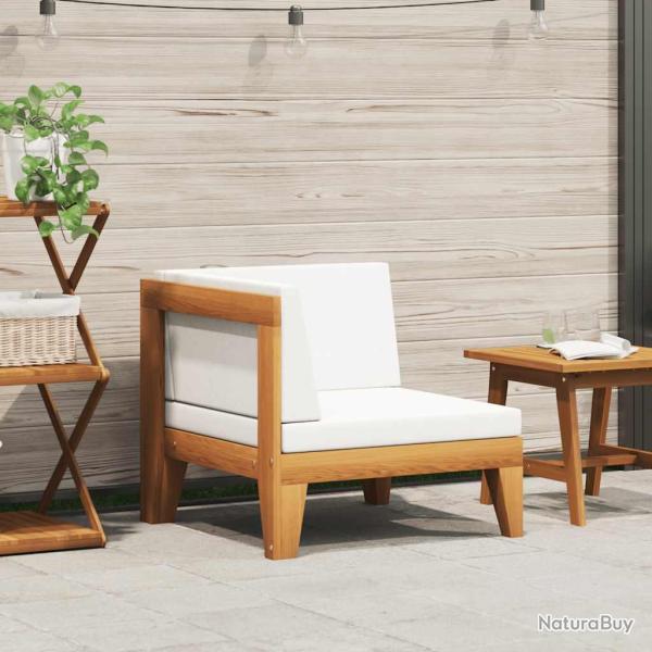 Canap� d'angle sectionnel et coussins blanc cr�me Bois d'acacia