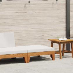 Repose-pied sectionnel avec coussin blanc cr&egrave;me Bois d'acacia