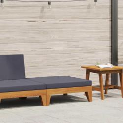 Repose-pied sectionnel avec coussin gris fonc&eacute; Bois d'acacia