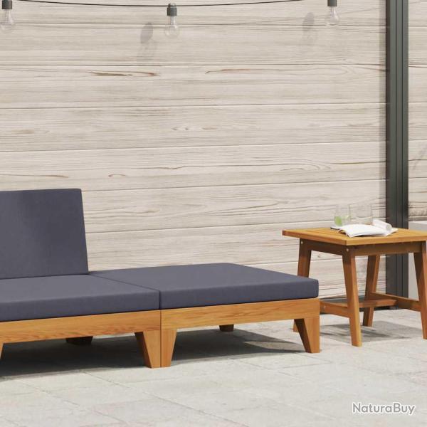 Repose-pied sectionnel avec coussin gris fonc� Bois d'acacia