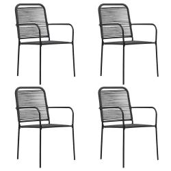 Chaises de lot de 4 Corde en coton et acier Noir