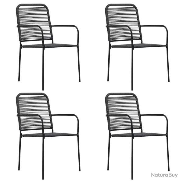 Chaises de lot de 4 Corde en coton et acier Noir
