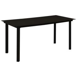 Table &agrave; d&icirc;ner de Noir 150x80x74 cm Acier et verre