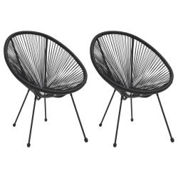 Chaises de en forme de lune lot de 2 Rotin Noir