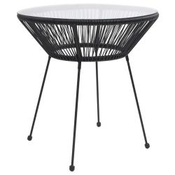 Table &agrave; manger de Noir &Oslash;70x74 cm Rotin et verre