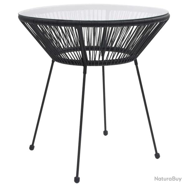 Table � manger de Noir �70x74 cm Rotin et verre