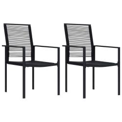Chaises de lot de 2 Rotin PVC Noir