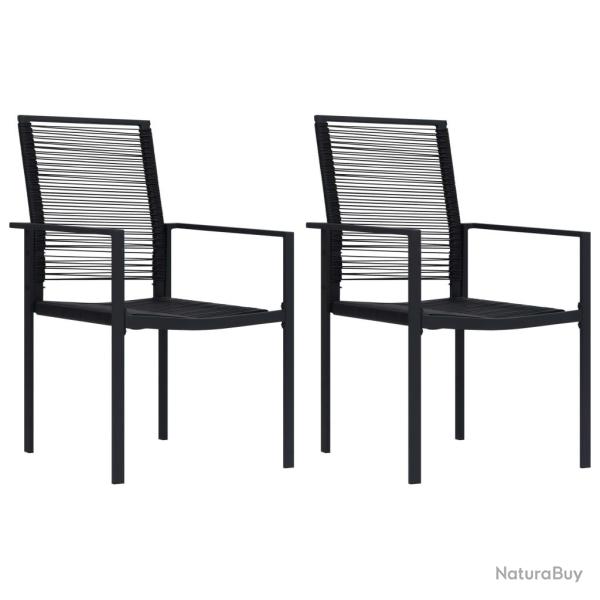 Chaises de lot de 2 Rotin PVC Noir