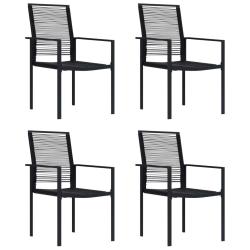 Chaises de lot de 4 Rotin PVC Noir