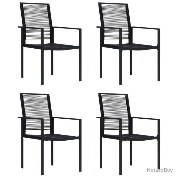Chaises de lot de 4 Rotin PVC Noir