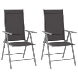 Chaises pliantes, 2 pi&egrave;ces, en textil&egrave;ne noir