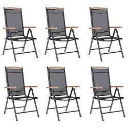 Chaises de pliables lot de 6 Textil&egrave;ne Noir