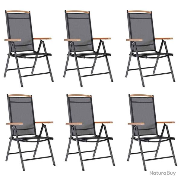 Chaises de pliables lot de 6 Textil�ne Noir