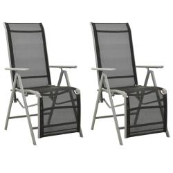 Chaises de lot de 2 Textil&egrave;ne et aluminium Argent&eacute;