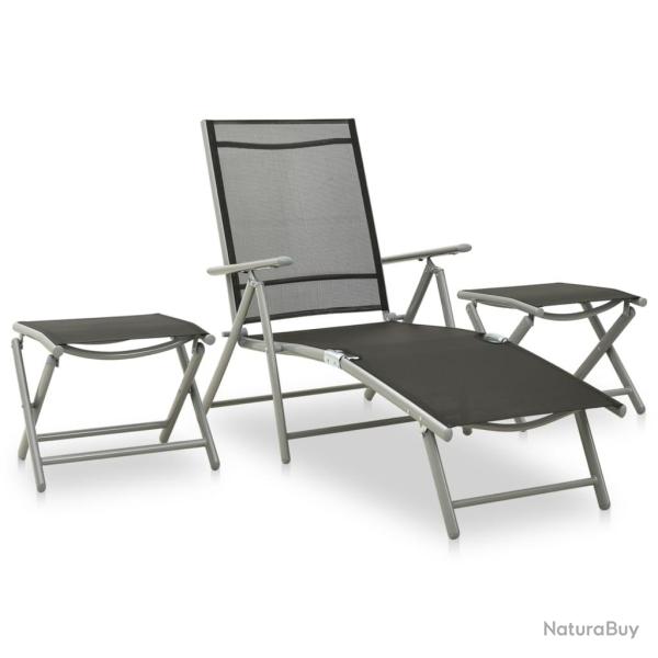 Salon de 3 pcs textil�ne et aluminium argent�