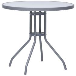 Table de Gris clair 80 cm Acier et verre