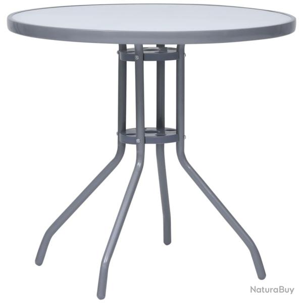 Table de Gris clair 80 cm Acier et verre