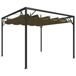 Chapiteau de avec auvent r&eacute;tractable 3x3m Taupe 180 g/m&sup2;