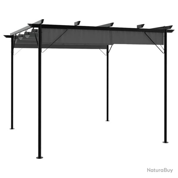 Pergola avec toit r�tractable anthracite 3x3 m acier 180 g/m�