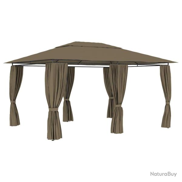 Chapiteau de avec rideaux 4x3 m Taupe 180 g/m�