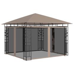 Belv&eacute;d&egrave;re avec moustiquaire 3x3x2,73 m Taupe 180 g/m&sup2;
