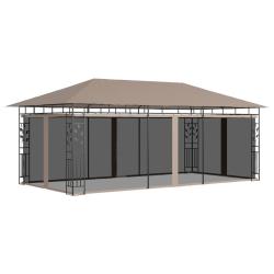 Belv&eacute;d&egrave;re avec moustiquaire 6x3x2,73 m Taupe 180 g/m&sup2;