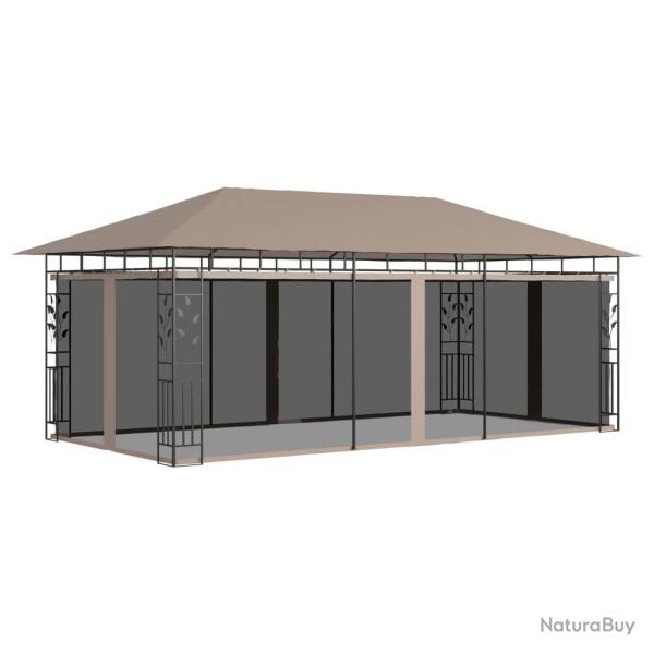 Belv�d�re avec moustiquaire 6x3x2,73 m Taupe 180 g/m�