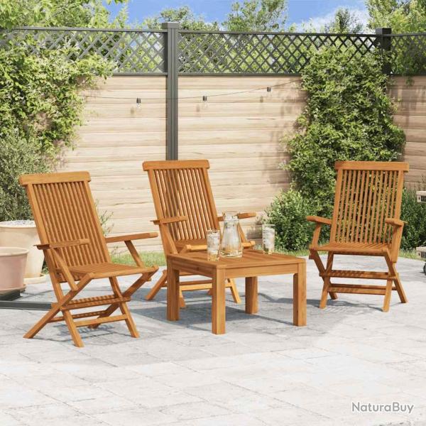 Chaises de lot de 3 Bois de teck massif