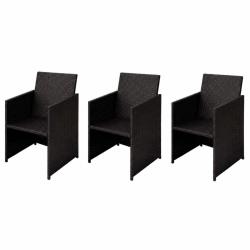 Chaises, lot de 3, marron, en poly rotin, pour le jardin