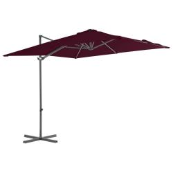 Parasol de en porte-&agrave;-faux m&acirc;t en acier rouge bordeaux