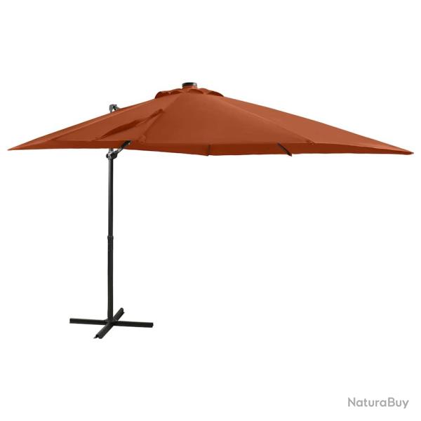 Parasol de en porte-�-faux avec m�t et lumi�res LED