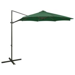 Parasol de en porte-&agrave;-faux et m&acirc;t et lumi&egrave;res LED vert