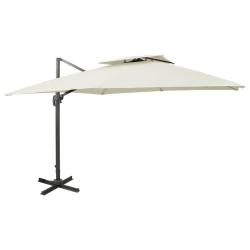 Parasol de d&eacute;port&eacute; avec double plateau 300 x 300 cm Sable