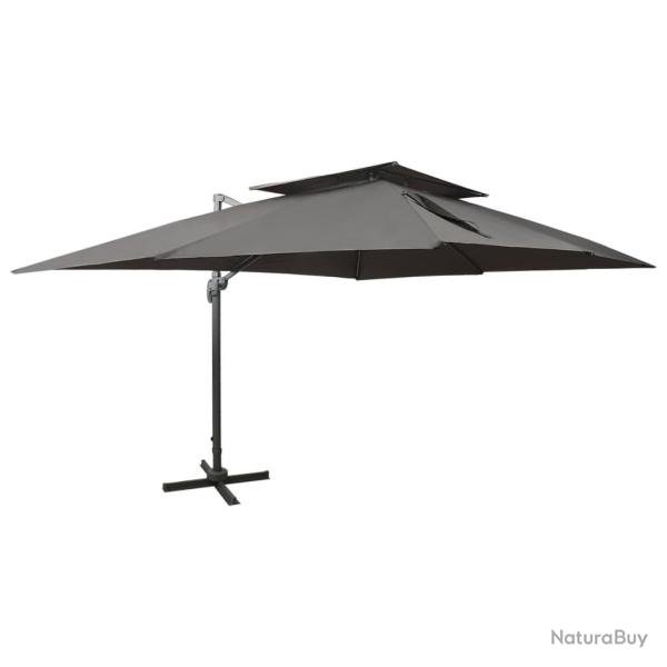 Parasol de d�port� avec double plateau Anthracite 400 x 300 cm