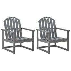 Chaises de lot de 2 Gris Bois d'acacia solide