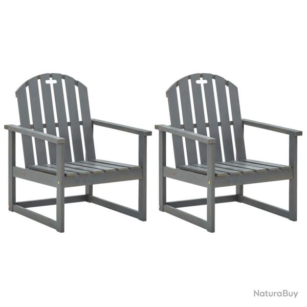 Chaises de lot de 2 Gris Bois d'acacia solide