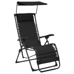 Chaise pliable de terrasse Textil&egrave;ne Noir