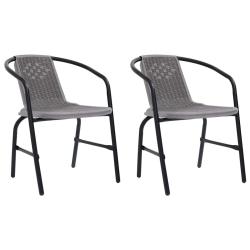Chaises de lot de 2 Plastique Rotin et acier 110 kg