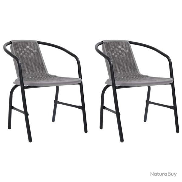 Chaises de lot de 2 Plastique Rotin et acier 110 kg
