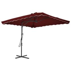 Parasol de et m&acirc;t en acier rouge bordeaux 250x250x230 cm
