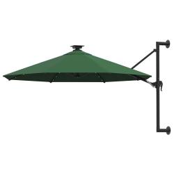 Parasol mural avec LED vert, pour la terrasse, 300 cm