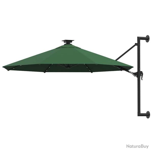 Parasol mural avec LED vert, pour la terrasse, 300 cm